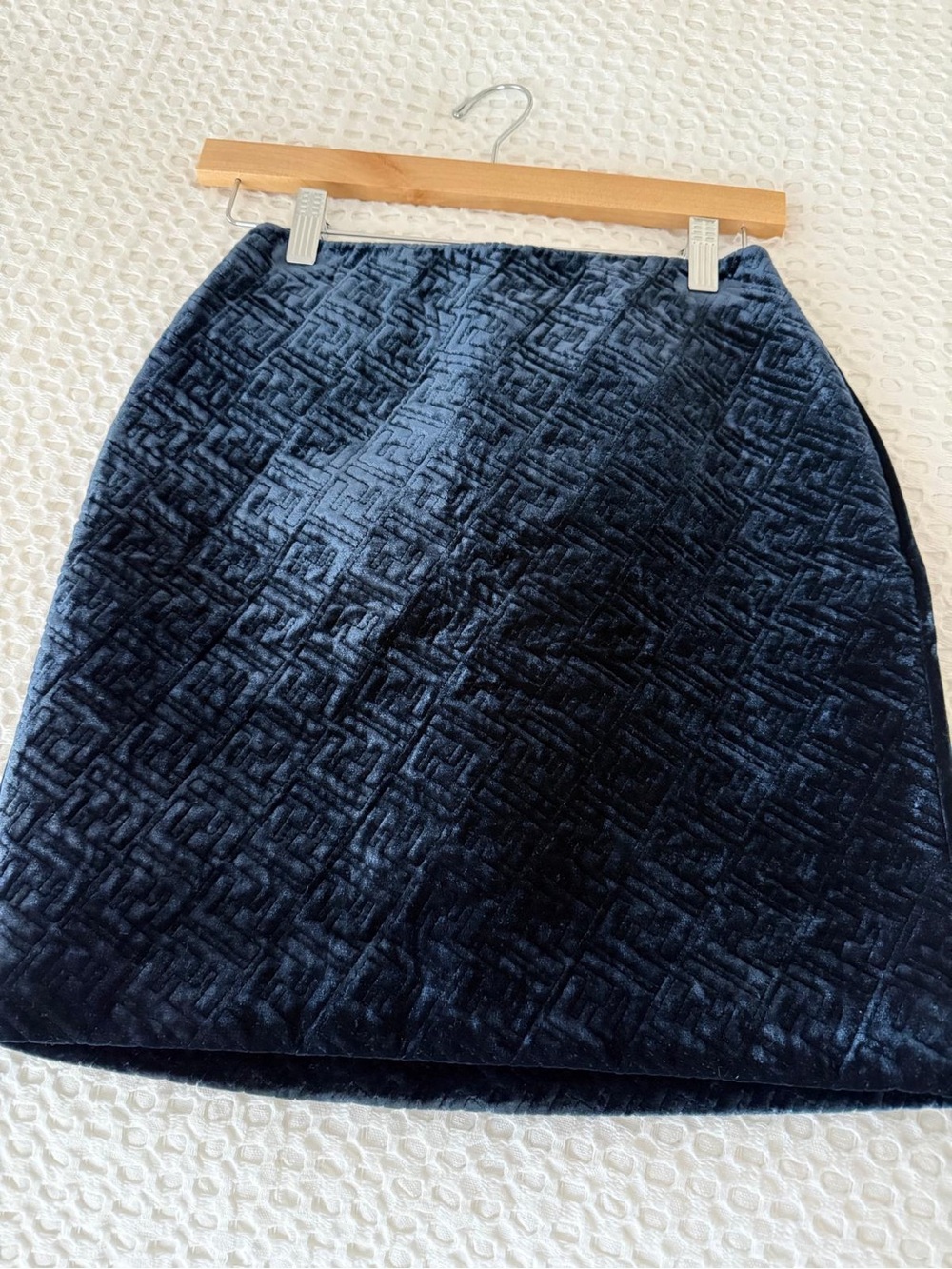 Fendi logo FF  Velvet Mini Skirt - navy blue